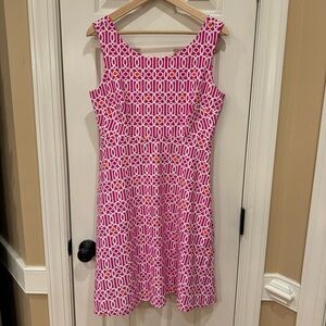 Jude Connally Beth Dress Hot Pink Orange Geometric size L
